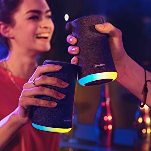 Soundcore by Anker Upgraded Flare Mini Bluetooth Speaker, Outdoor Bluetooth Speaker, IPX7 Waterproof for Outdoor Parties, LED Light Show with 360° Sound and BassUp™ Technology, App