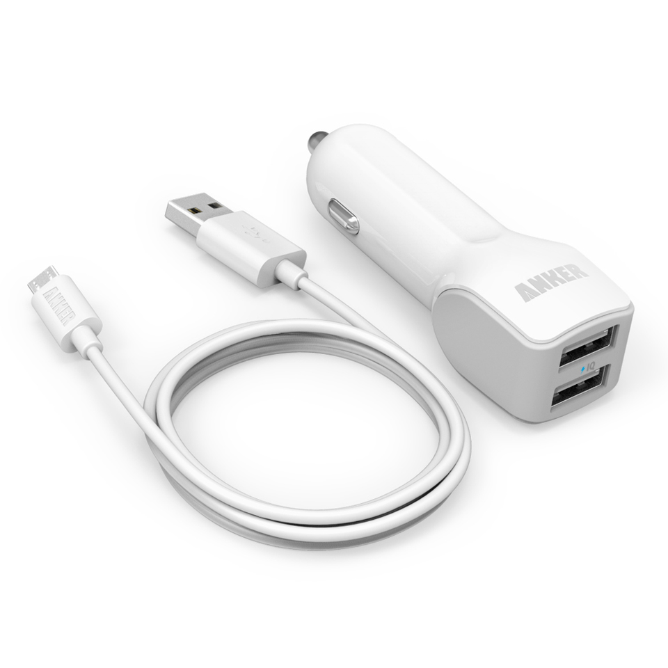 Anker 2 Port Car Charger Amp Micro Usb Cable