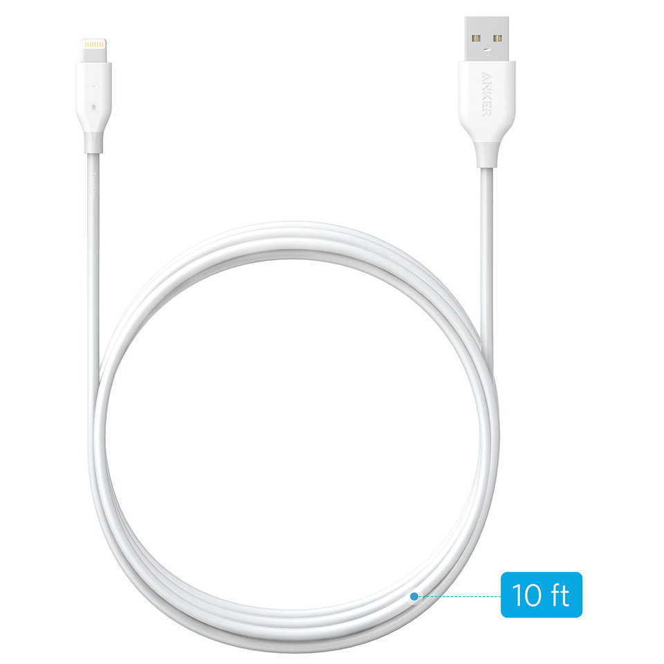 Anker PowerLine Lightning 10ft Apple MFi Certified Cable Charger Cord iPhone 6s