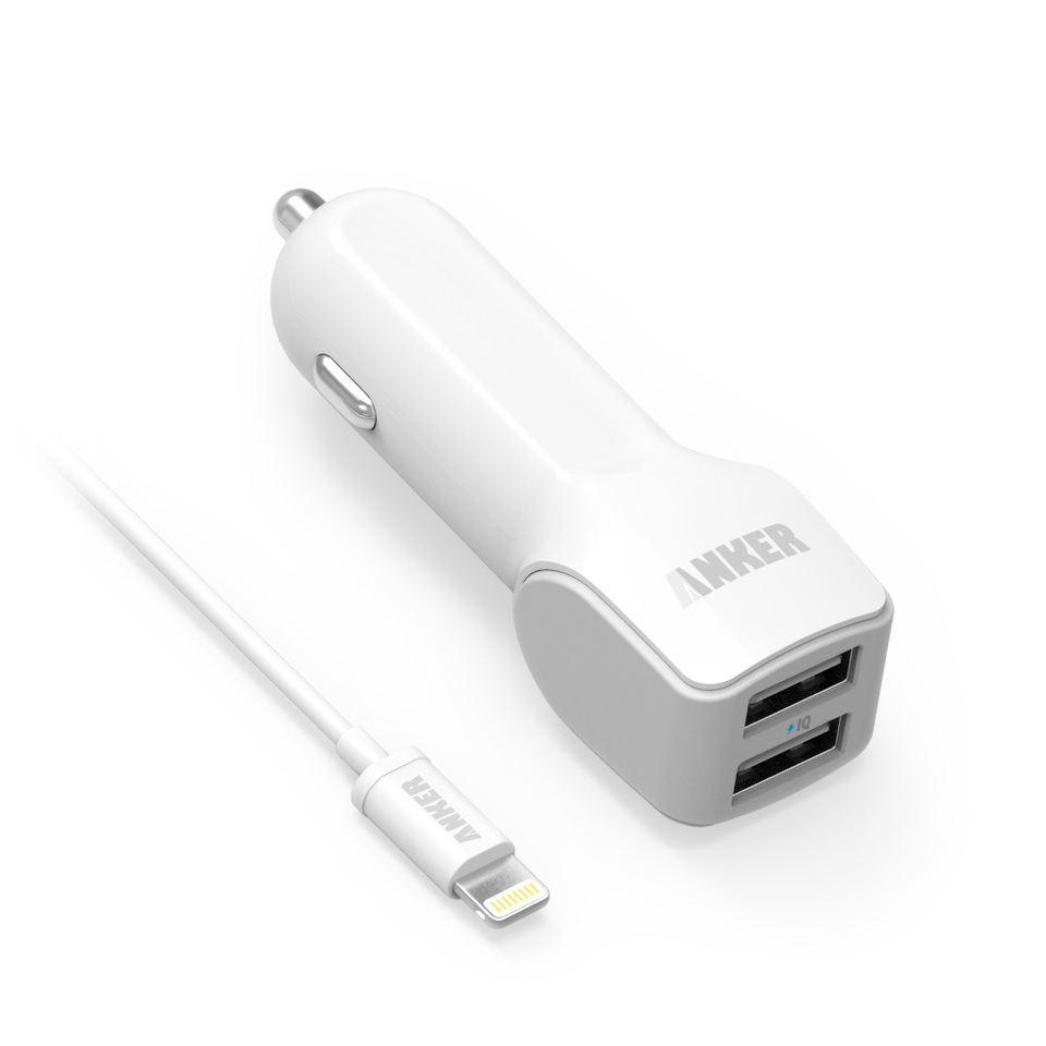 Anker 2 Port Car Charger & Lightning Cable
