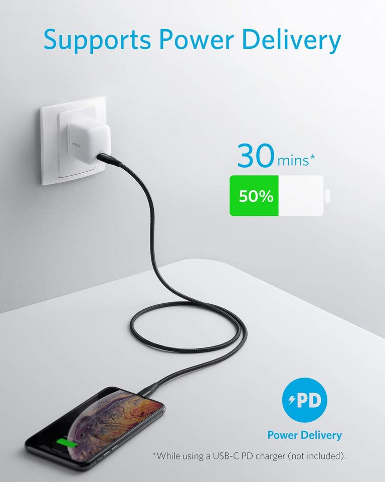 UGREEN Braided Nylon USB C to Lightning Cable MFi-Certified Fast Power Delivery Charging Cable Compatible for iPhone X//XS//XR//XS Max// 8//Plus and More