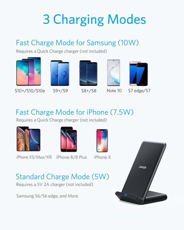 Wireless Charger with Night Light Bluetooth Speaker 7.5W for iPhone 11//11 Pro//11 Pro Max//XS Max//XS//XR//X and Other Qi-Enabled Phones Qi Fast Wireless Charging Pad 10W for Samsung Note10//9//S10//S9+//S9